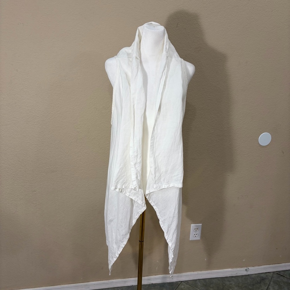 bryn Walker Ivory Draped Open Front Vest